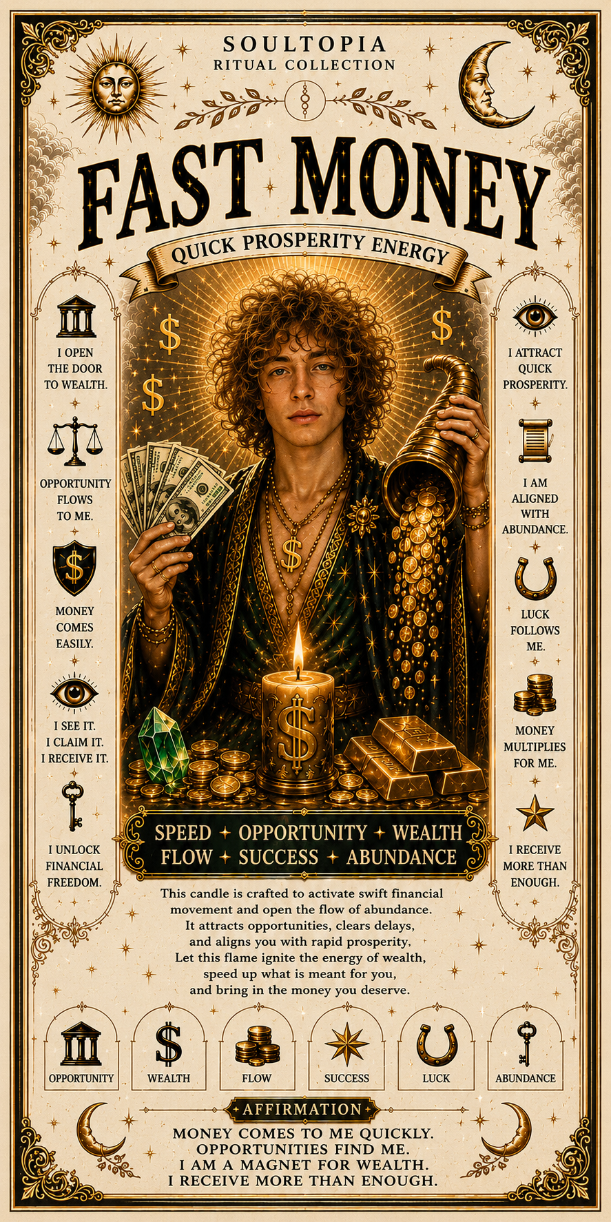 SoulTopia Fast Money Ritual 7 Day Candle