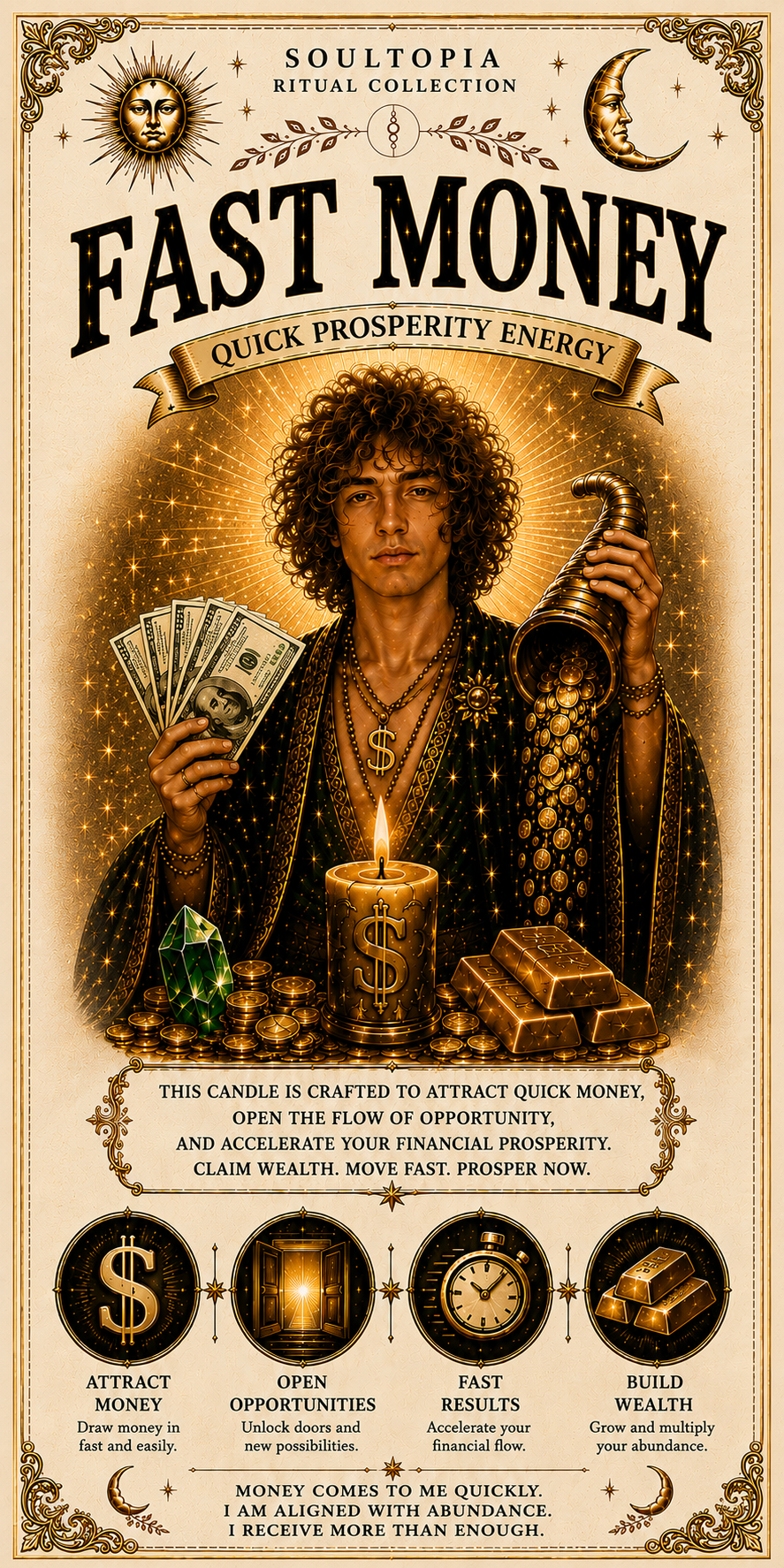 SoulTopia Fast Money Ritual 7 Day Candle