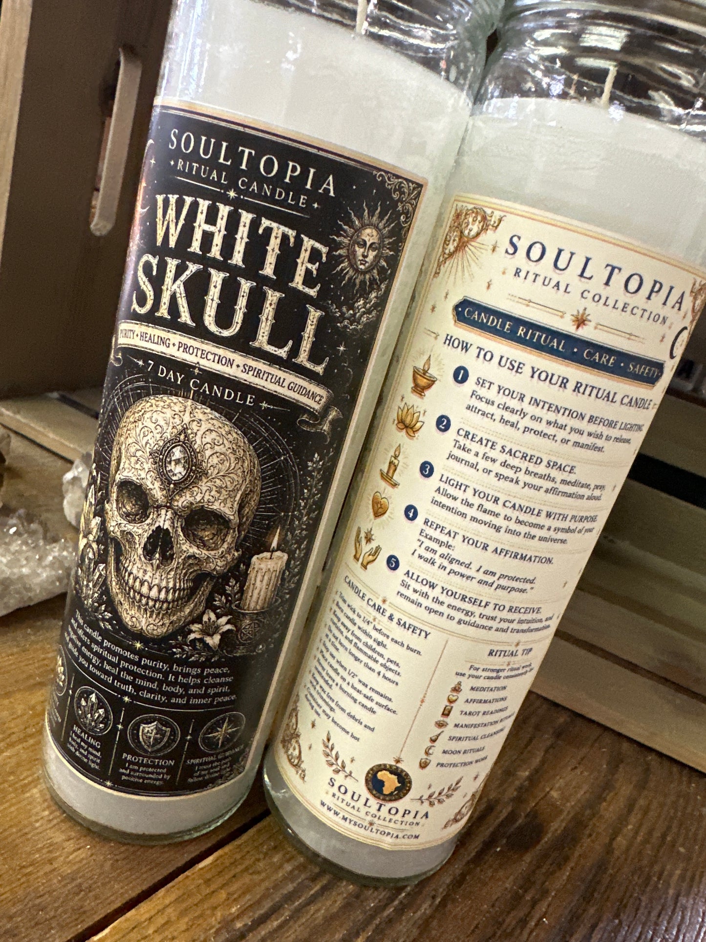 SoulTopia 7 Day Ritual Candle - White Skull