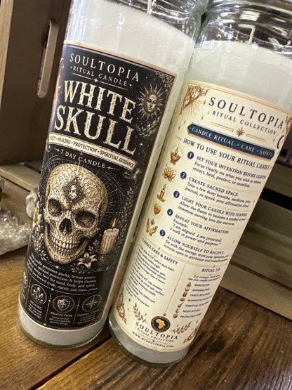 SoulTopia 7 Day Ritual Candle - White Skull
