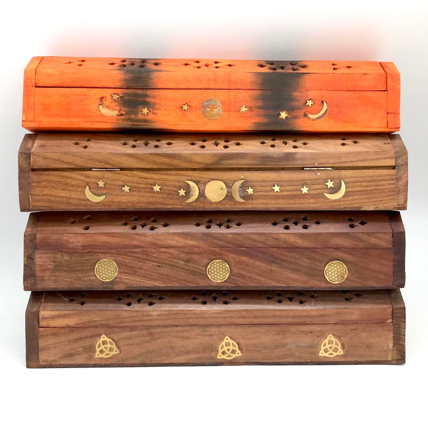 Wood Incense Burner Coffin Box