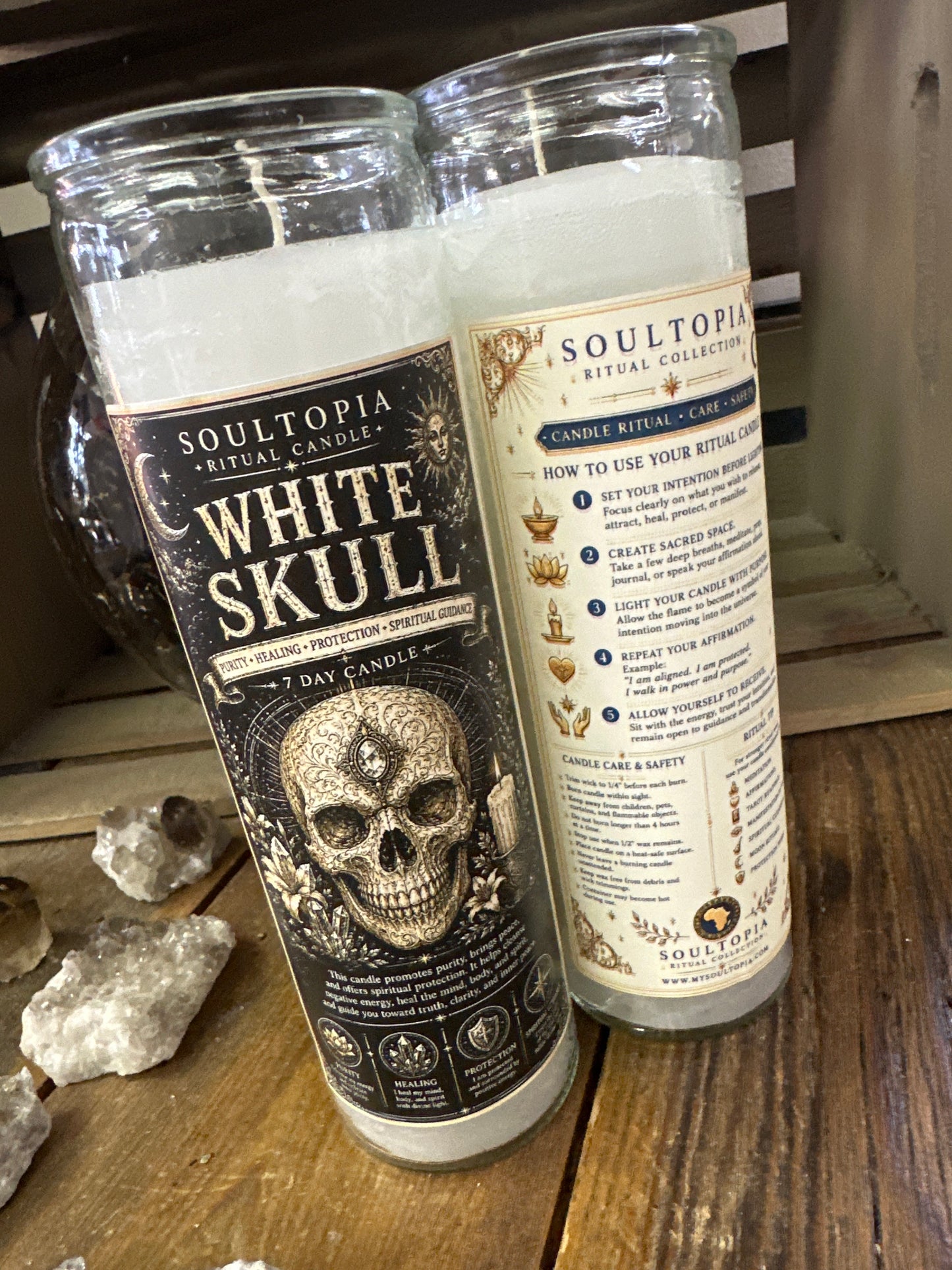 SoulTopia 7 Day Ritual Candle - White Skull