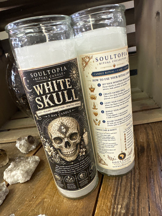 SoulTopia 7 Day Ritual Candle - White Skull