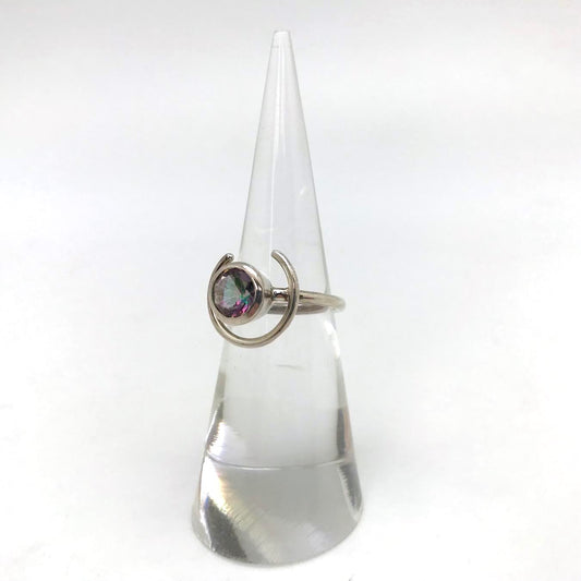 Mystic Topaz Crescent Sterling Silver Ring