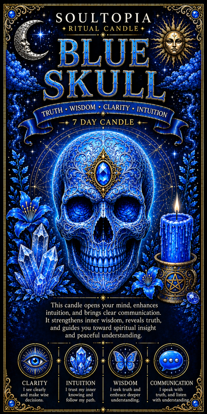 SoulTopia 7 Day Ritual Candle - Blue Skull