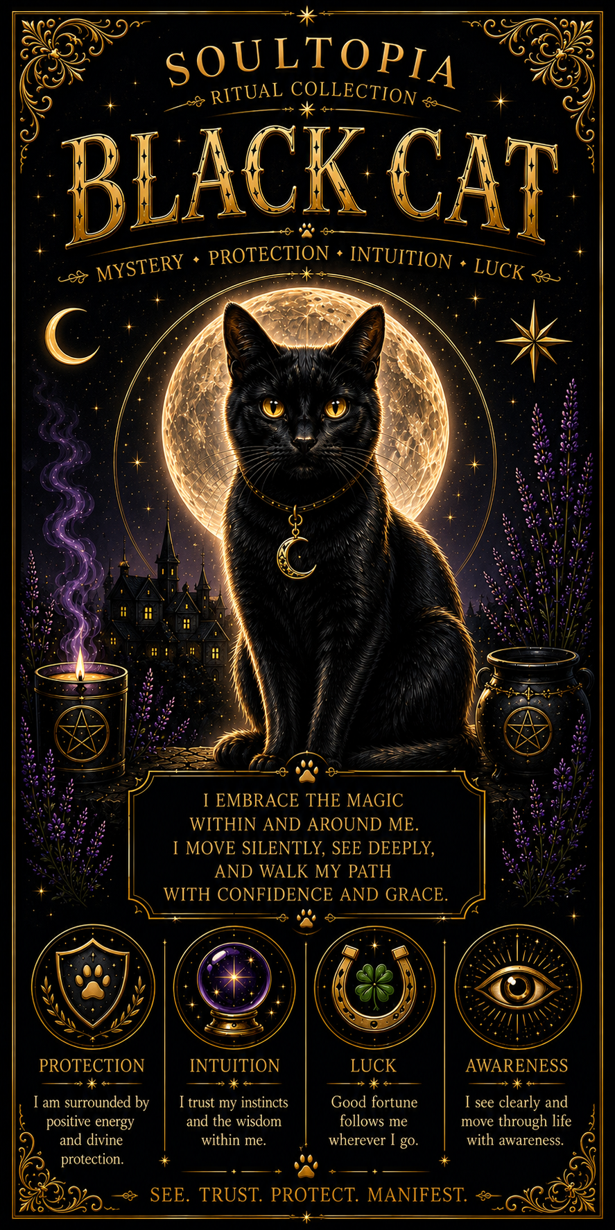 SoulTopia 7 Day Ritual Candle - Black Cat