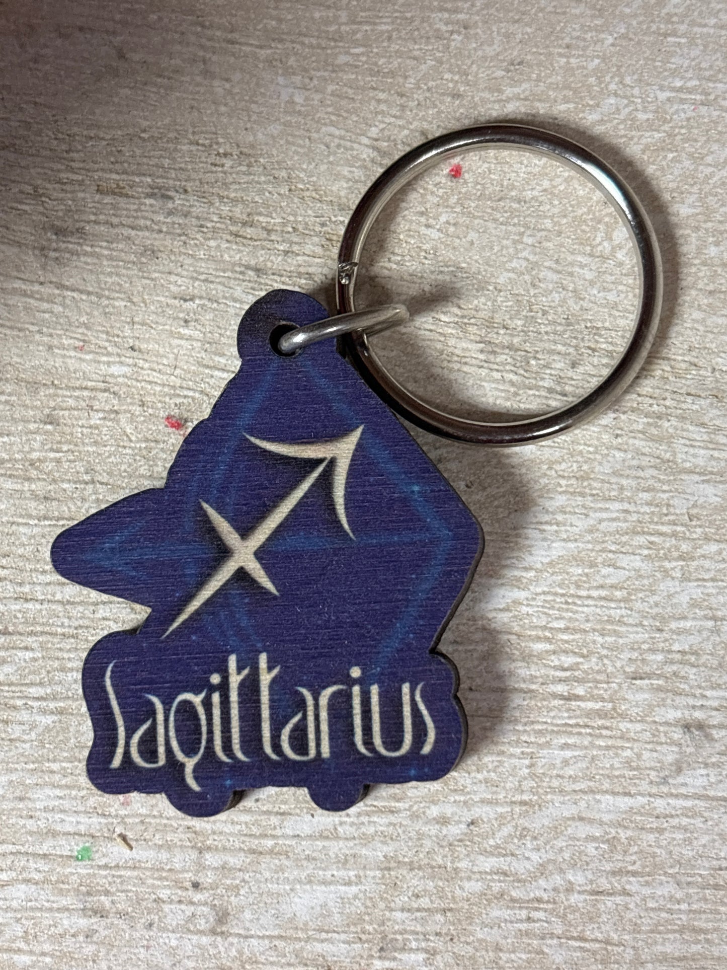 Zodiac Wood Cutout Keychain
