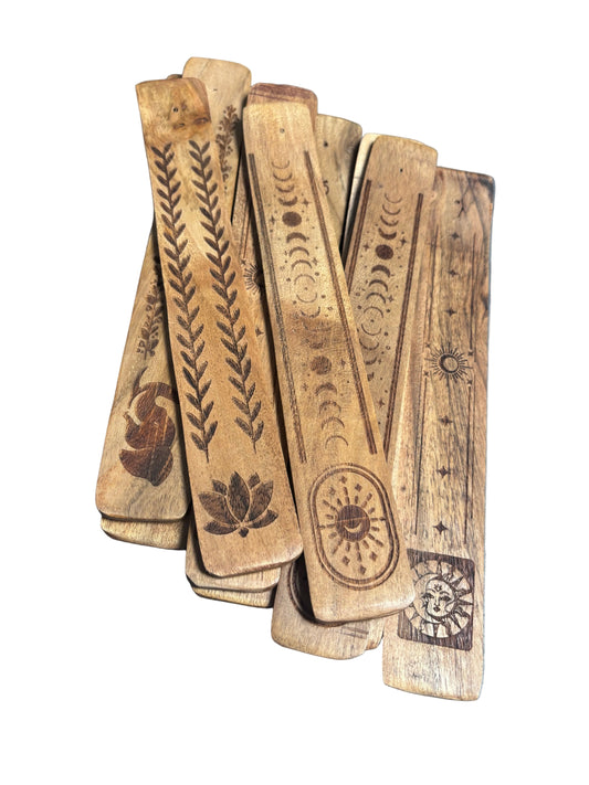 Etched Wooden Incense Holders