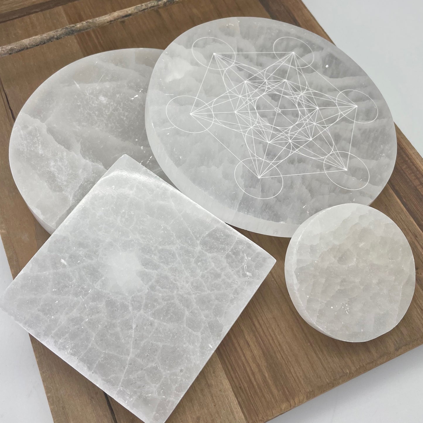 Assorted Circle Selenite Charging Plates
