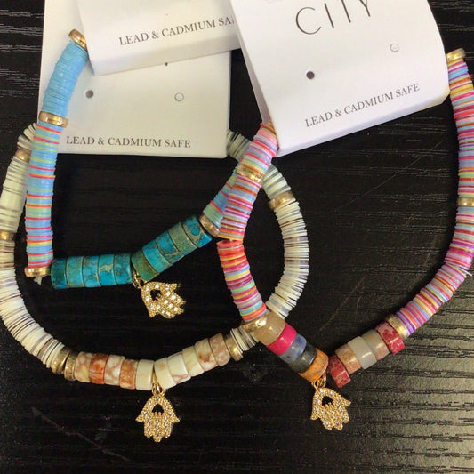 City - Cubic Zirconia Hamsa Charm Bracelet