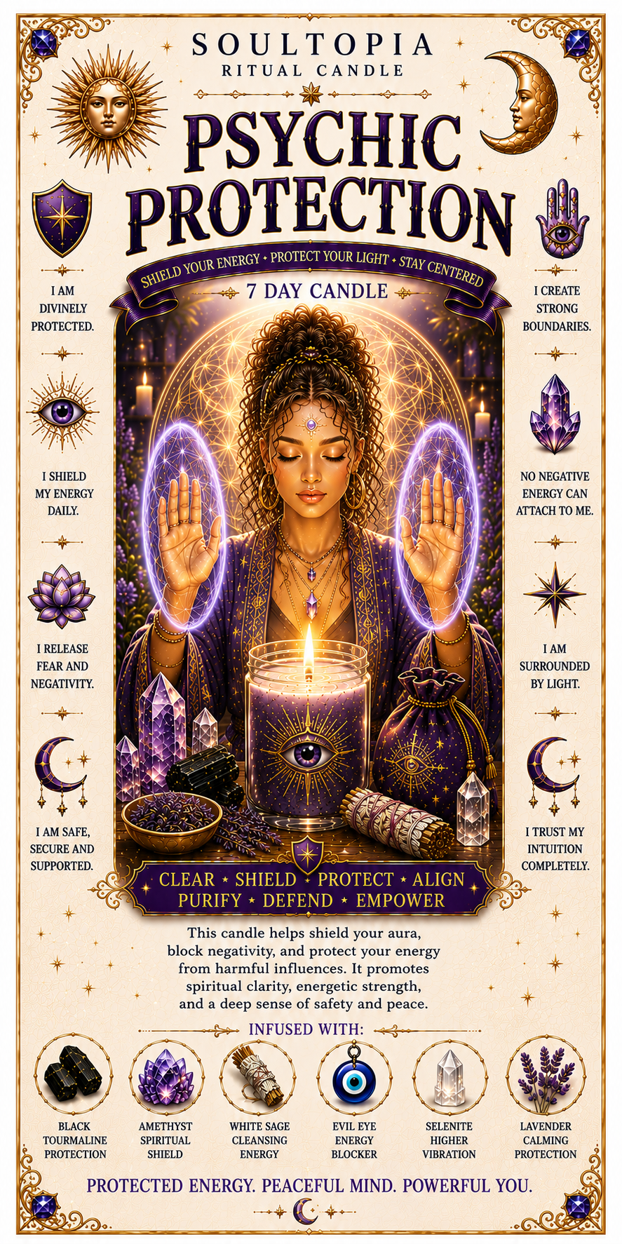 SoulTopia Psychic Protection 7 Day Ritual Candle