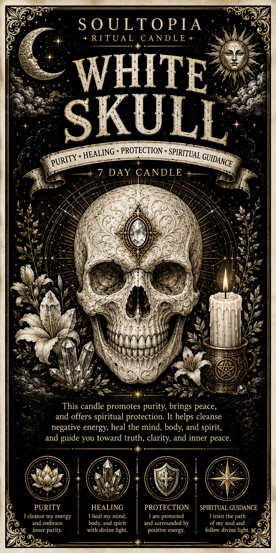 SoulTopia 7 Day Ritual Candle - White Skull