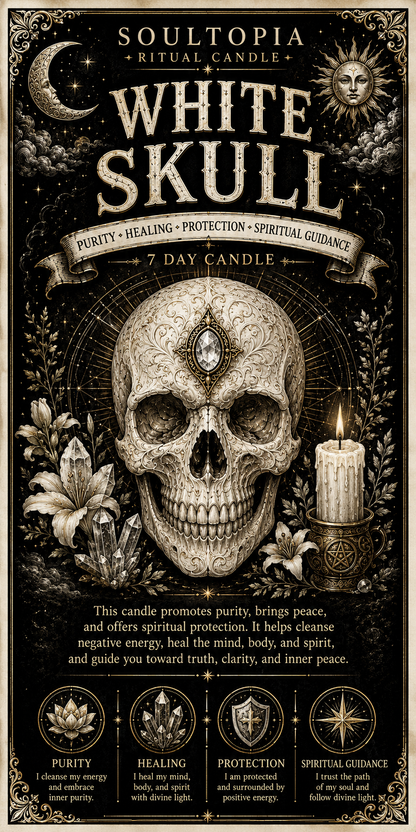 SoulTopia 7 Day Ritual Candle - White Skull