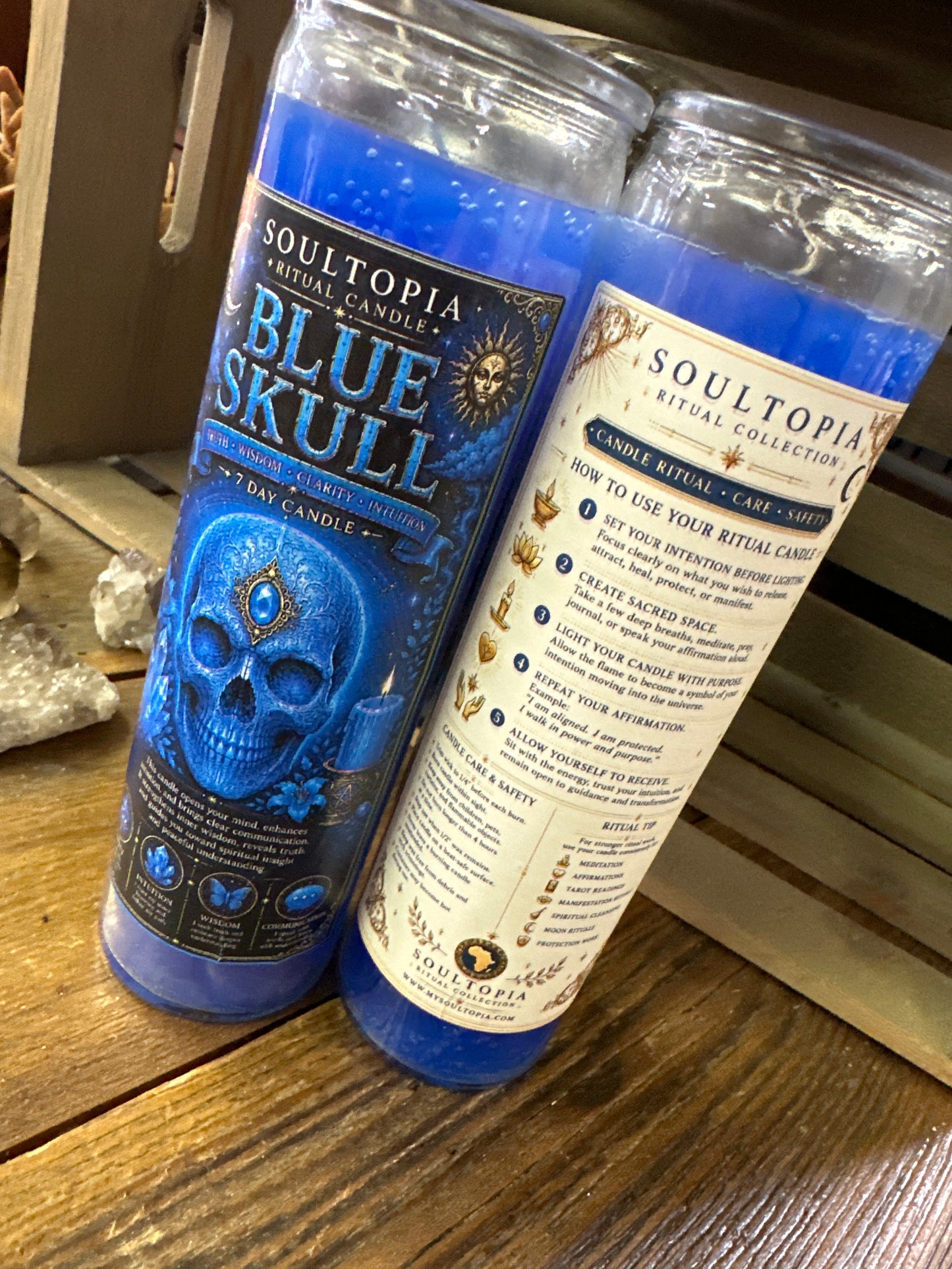 SoulTopia 7 Day Ritual Candle - Blue Skull