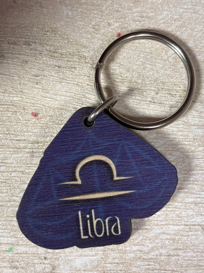 Zodiac Wood Cutout Keychain