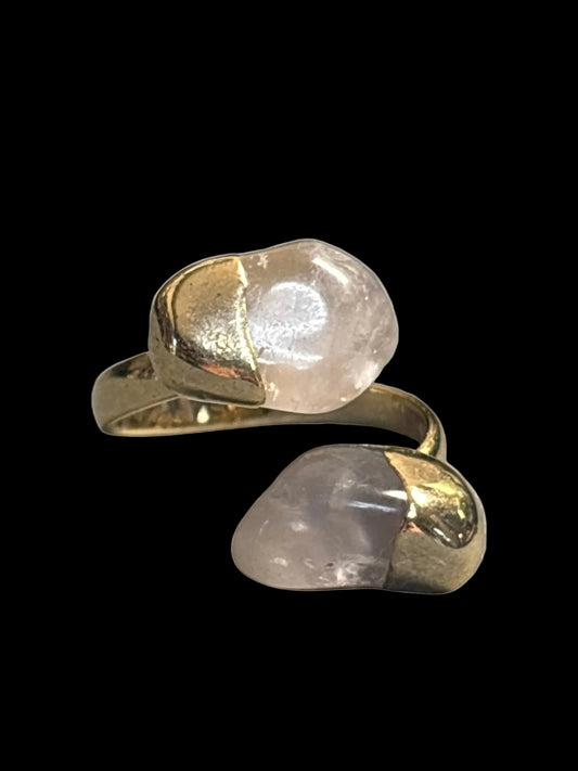 Adjustable 2 Two Stone Cuff Ring - Michal and Company