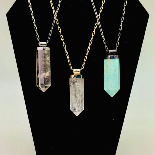 Faceted Crystal Point Fashion Jewelry Necklace - Michal and Company