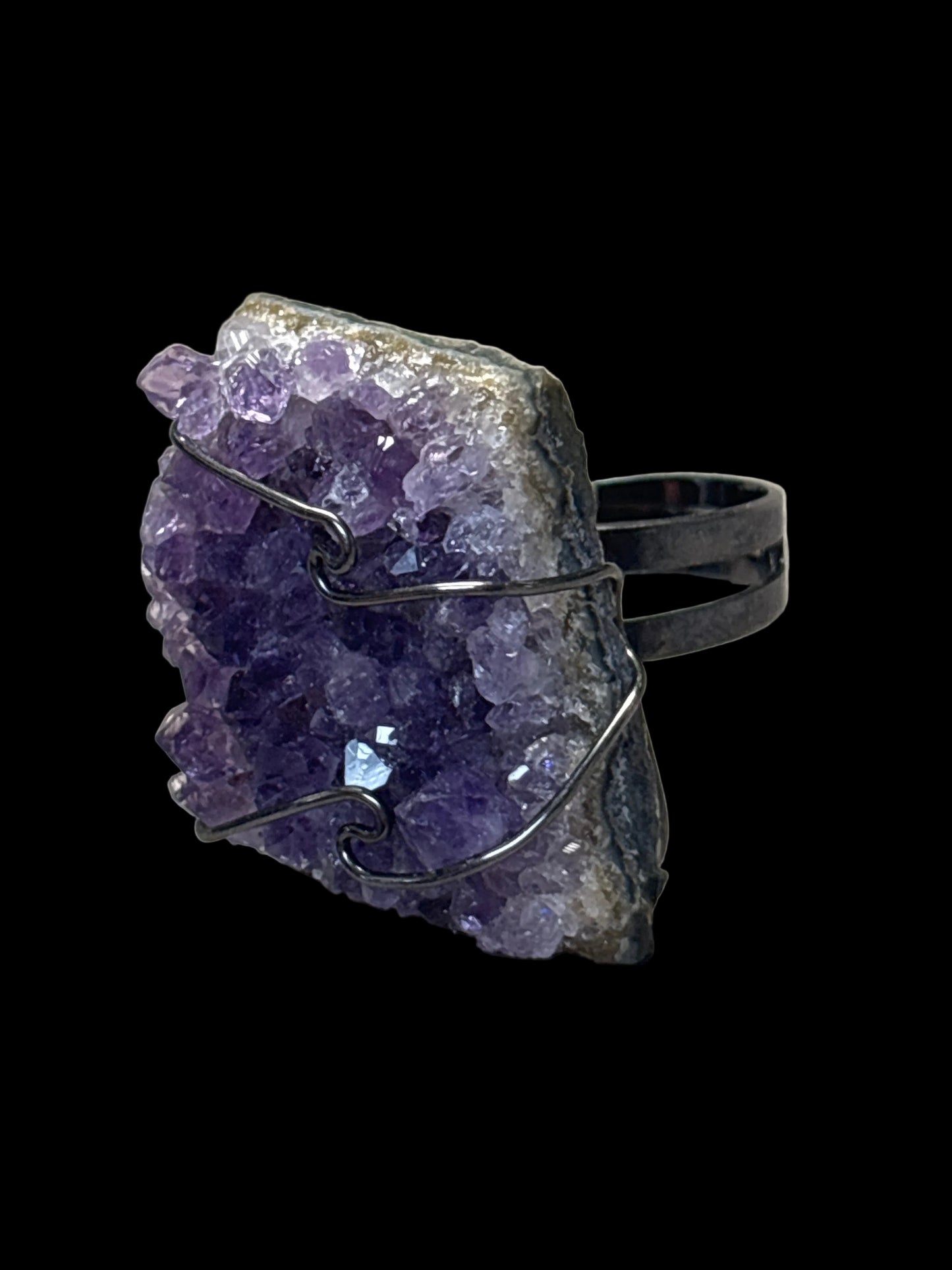 Adjustable Raw Amethyst Druzy Ring - Michal and Company