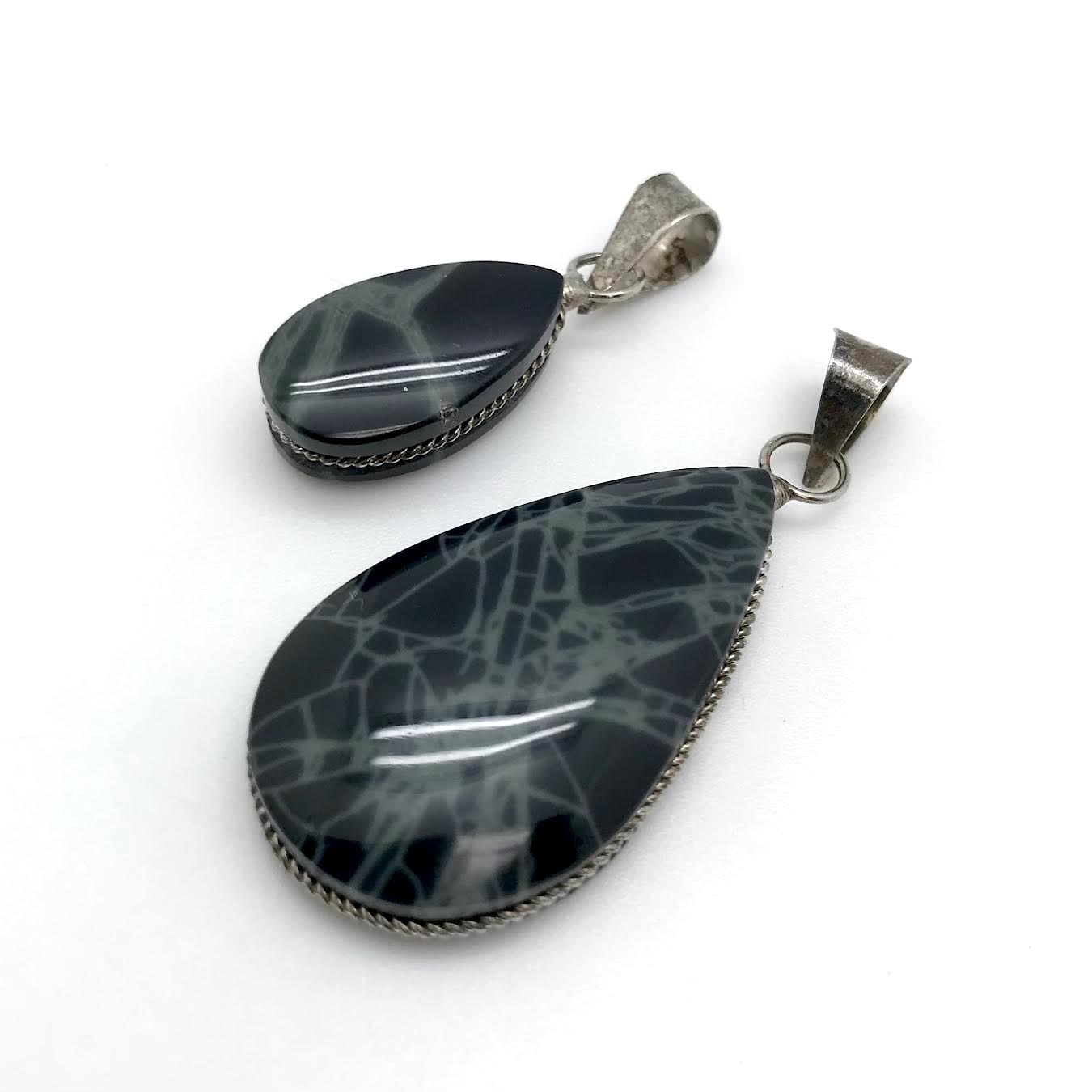 Spiderweb Obsidian Pendant (Teardrop)
