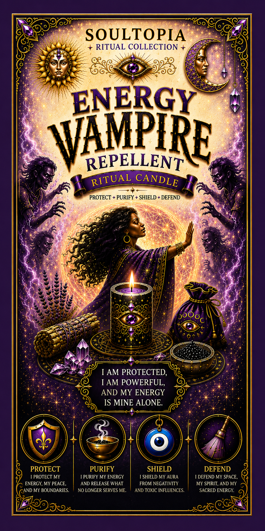 SoulTopia 7 Day Ritual Candle - Energy Vampire