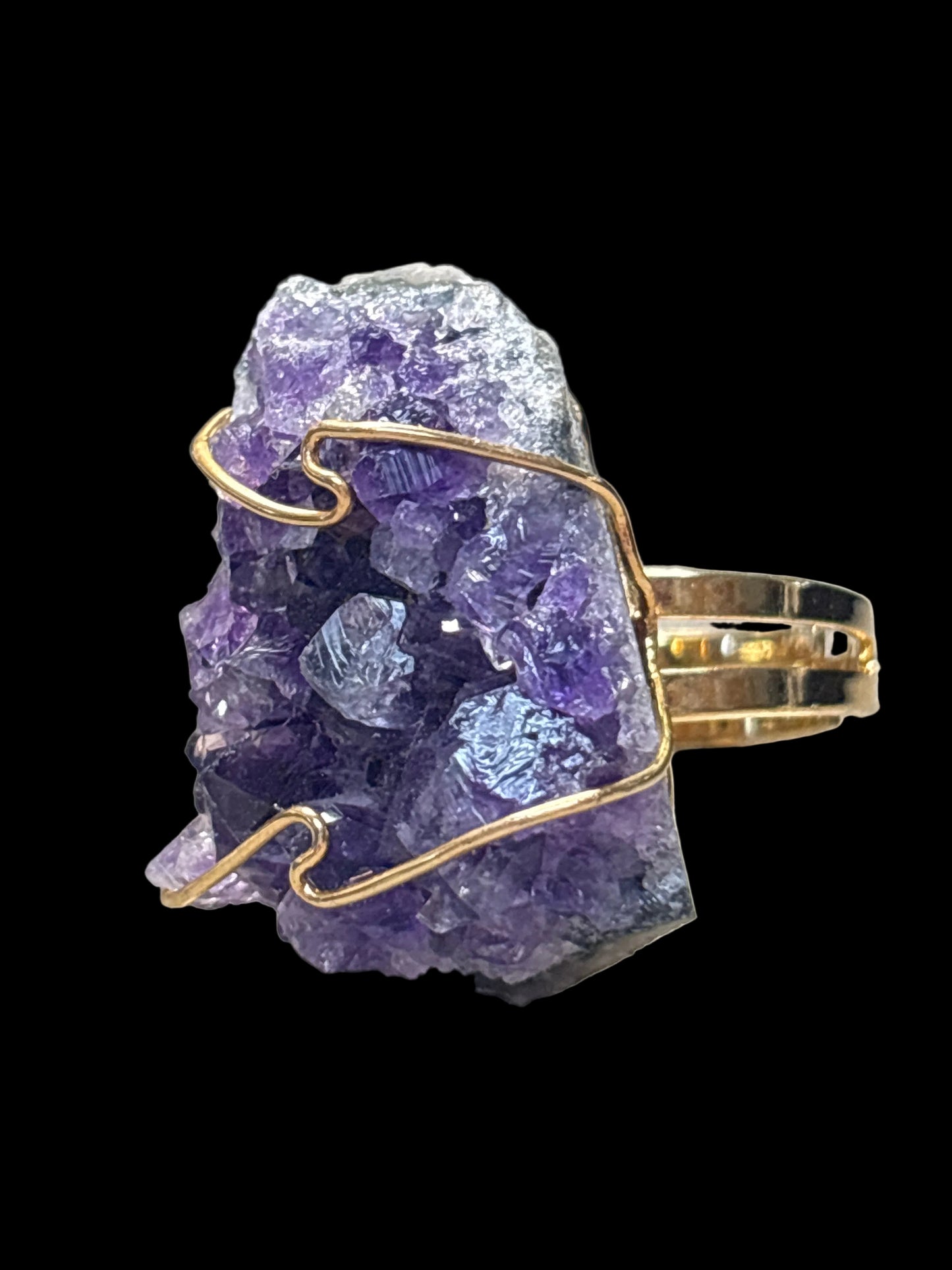 Adjustable Raw Amethyst Druzy Ring - Michal and Company