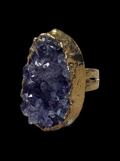 Adjustable Raw Amethyst Druzy Ring - Michal and Company