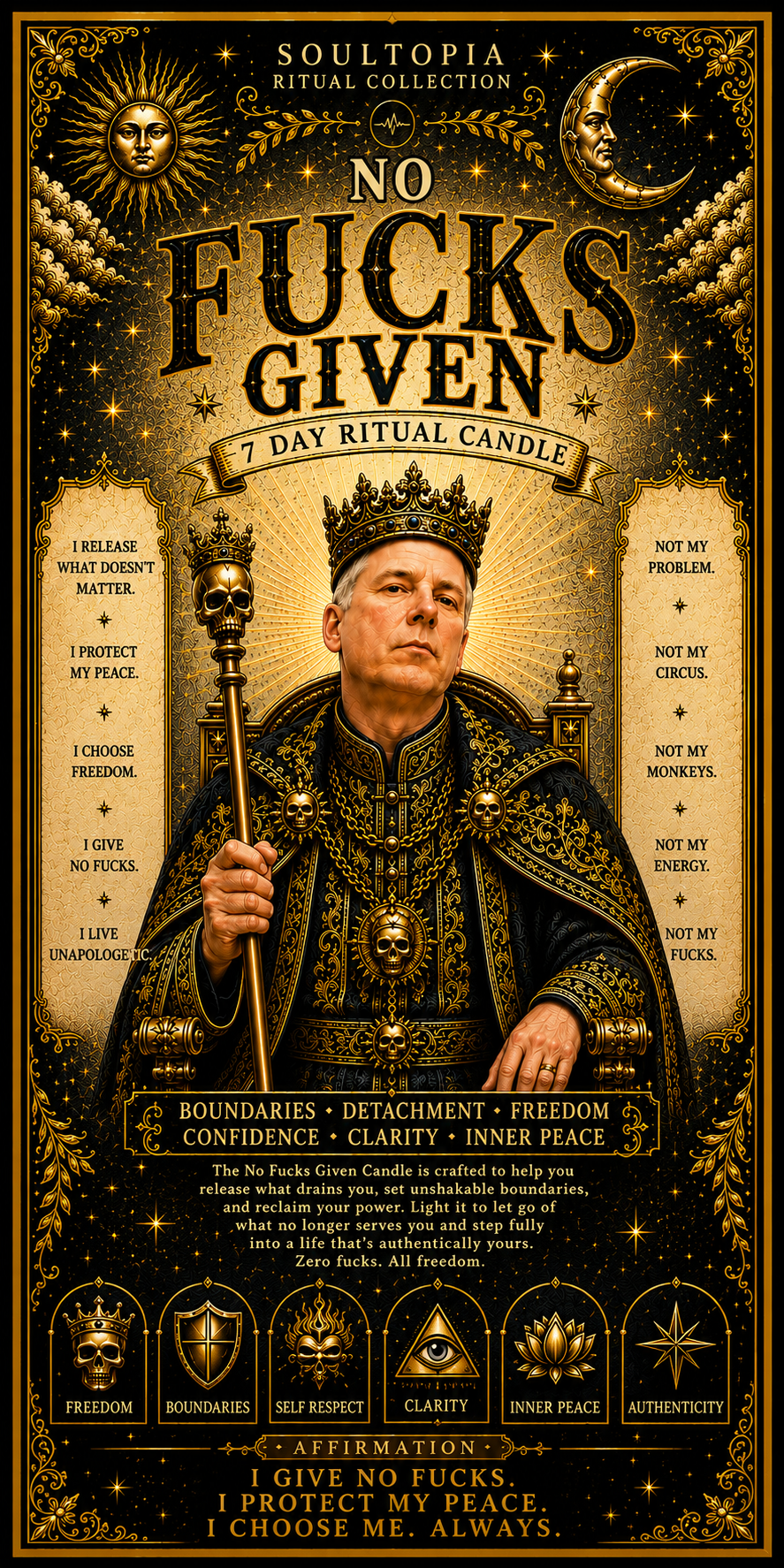 SoulTopia No Fucks Given Ritual 7 Day Candle