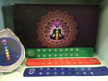Chakra Colored Wooden Incense Holder