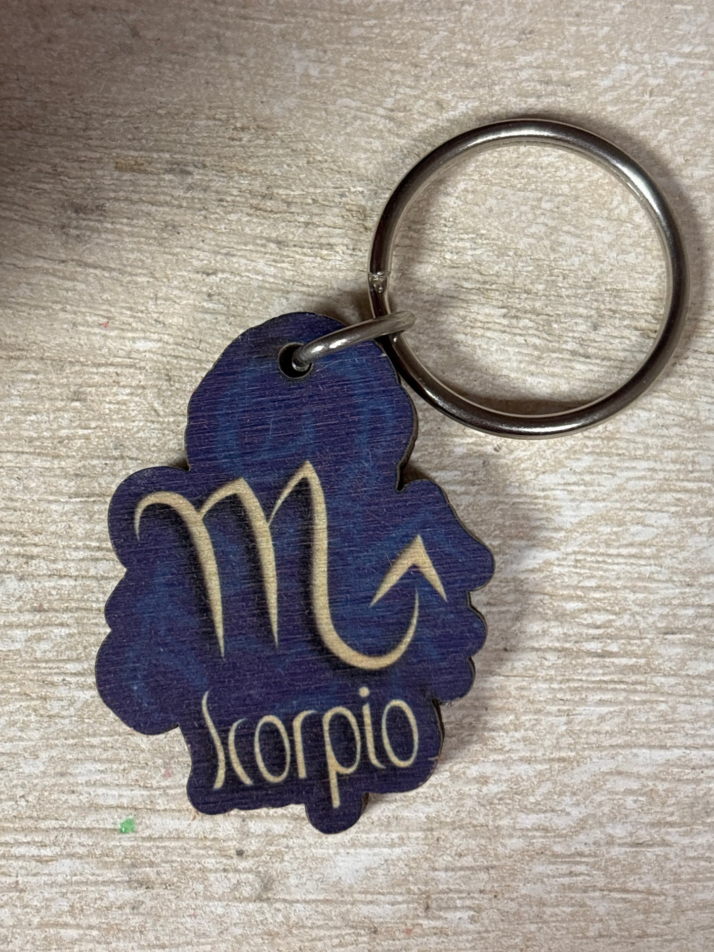 Zodiac Wood Cutout Keychain