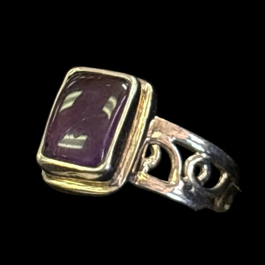 Amethyst Ring with Scroll Band Design by Monica