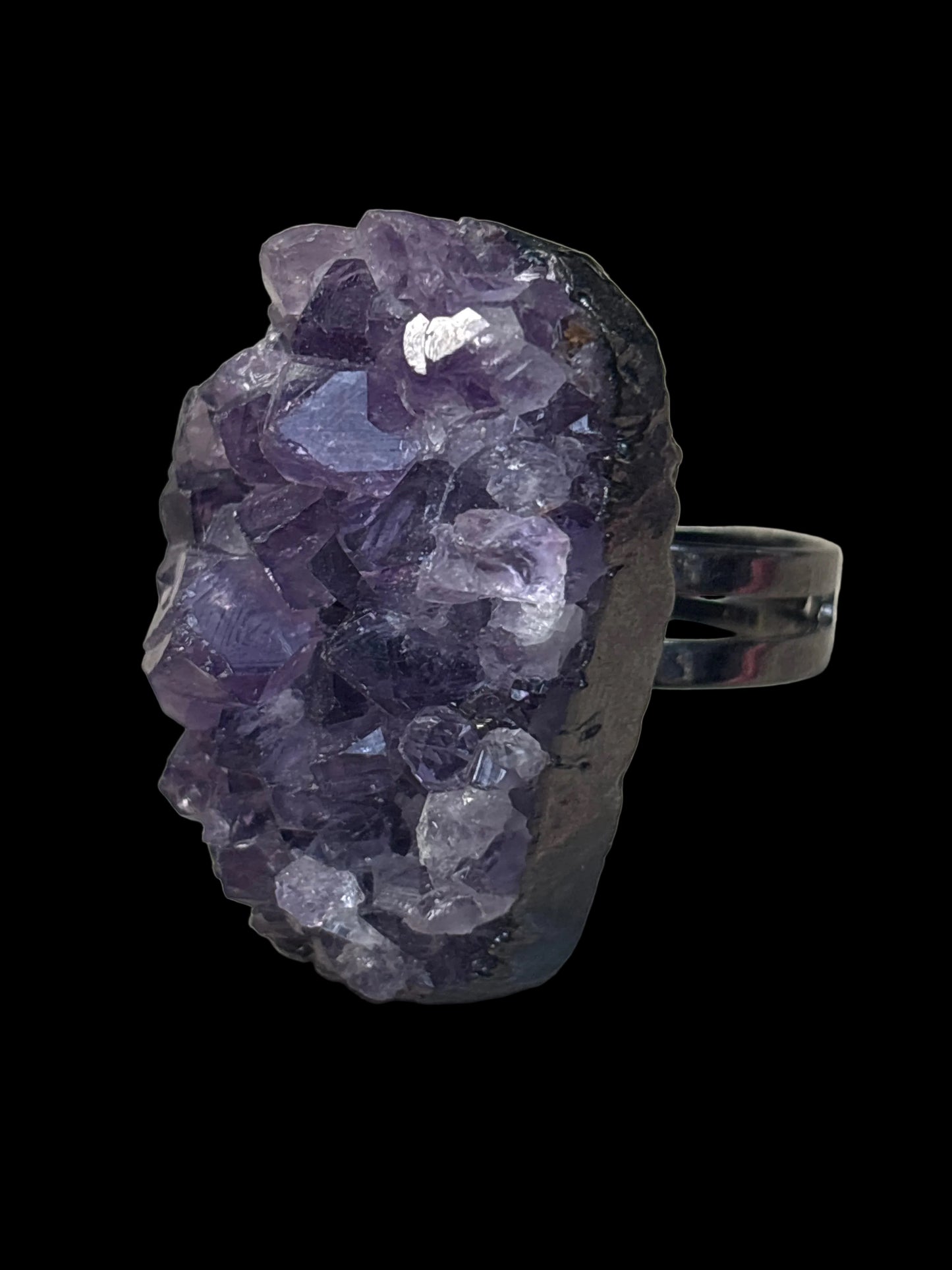 Adjustable Raw Amethyst Druzy Ring - Michal and Company