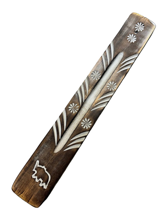Floral Elephant Wooden Incense Holder