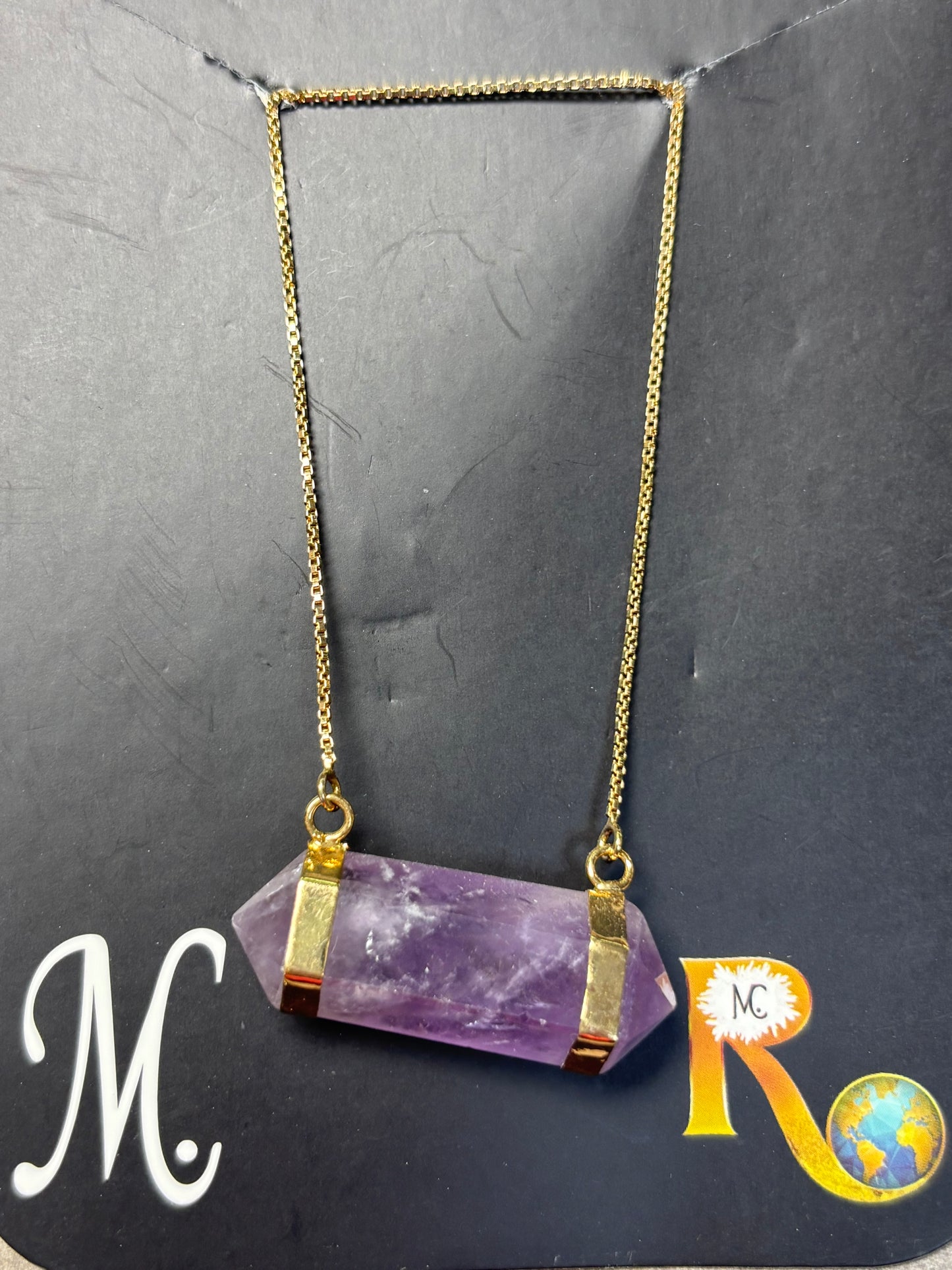 Horizontal Double Terminated Crystal Quartz Necklace - Michal and Company