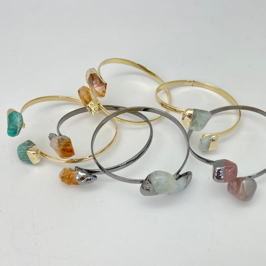 Double Raw Crystal Twisted Cuff (Assorted)