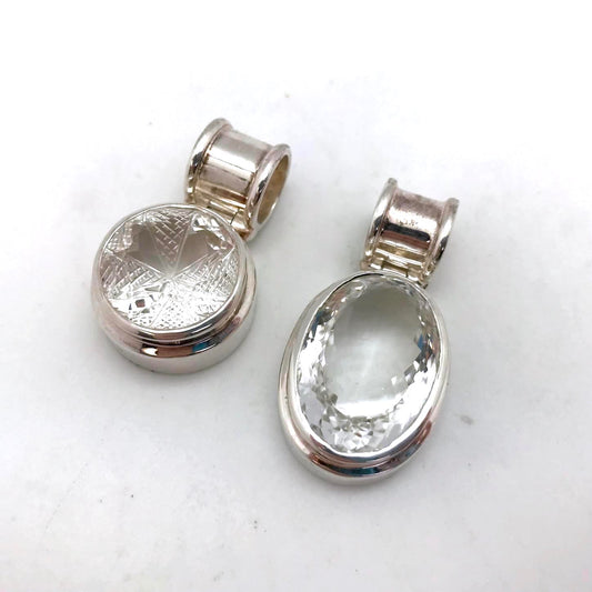 Fancy Faceted Clear Quartz Round Pendant