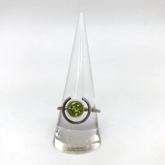 Peridot Crescent Sterling Silver Ring