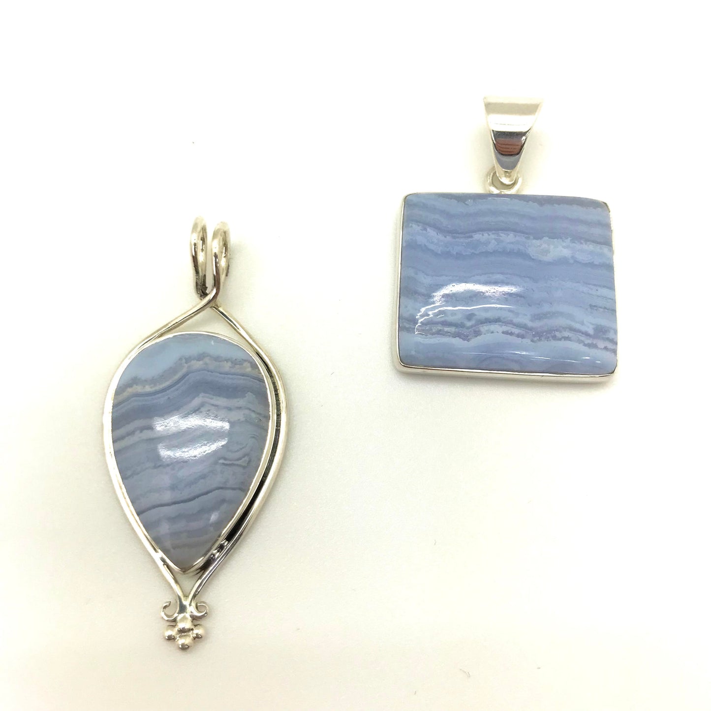 Blue Lace Agate Pendant (Oval / Tear / Rectangle)