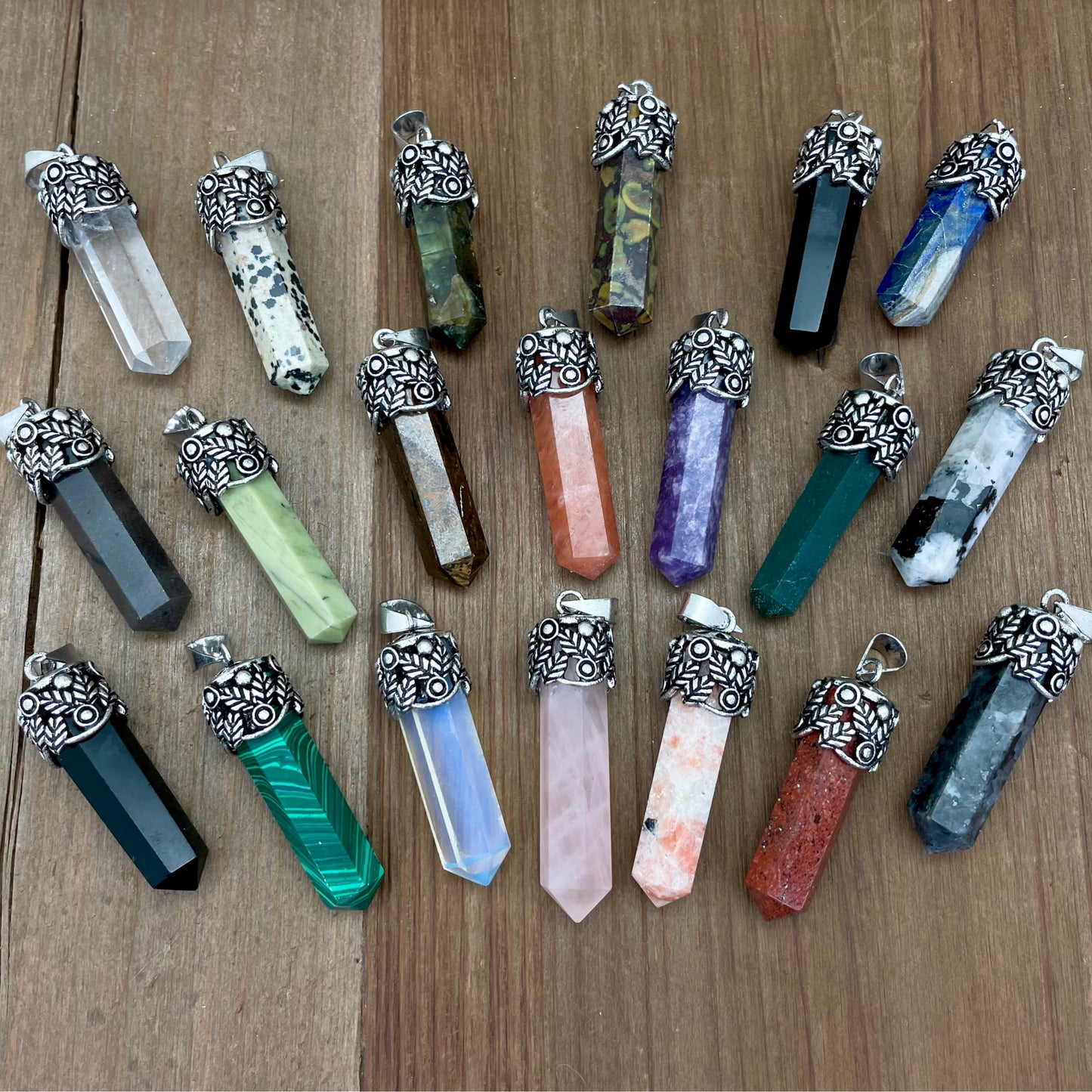 Silver Leaf Top Crystal Pendant