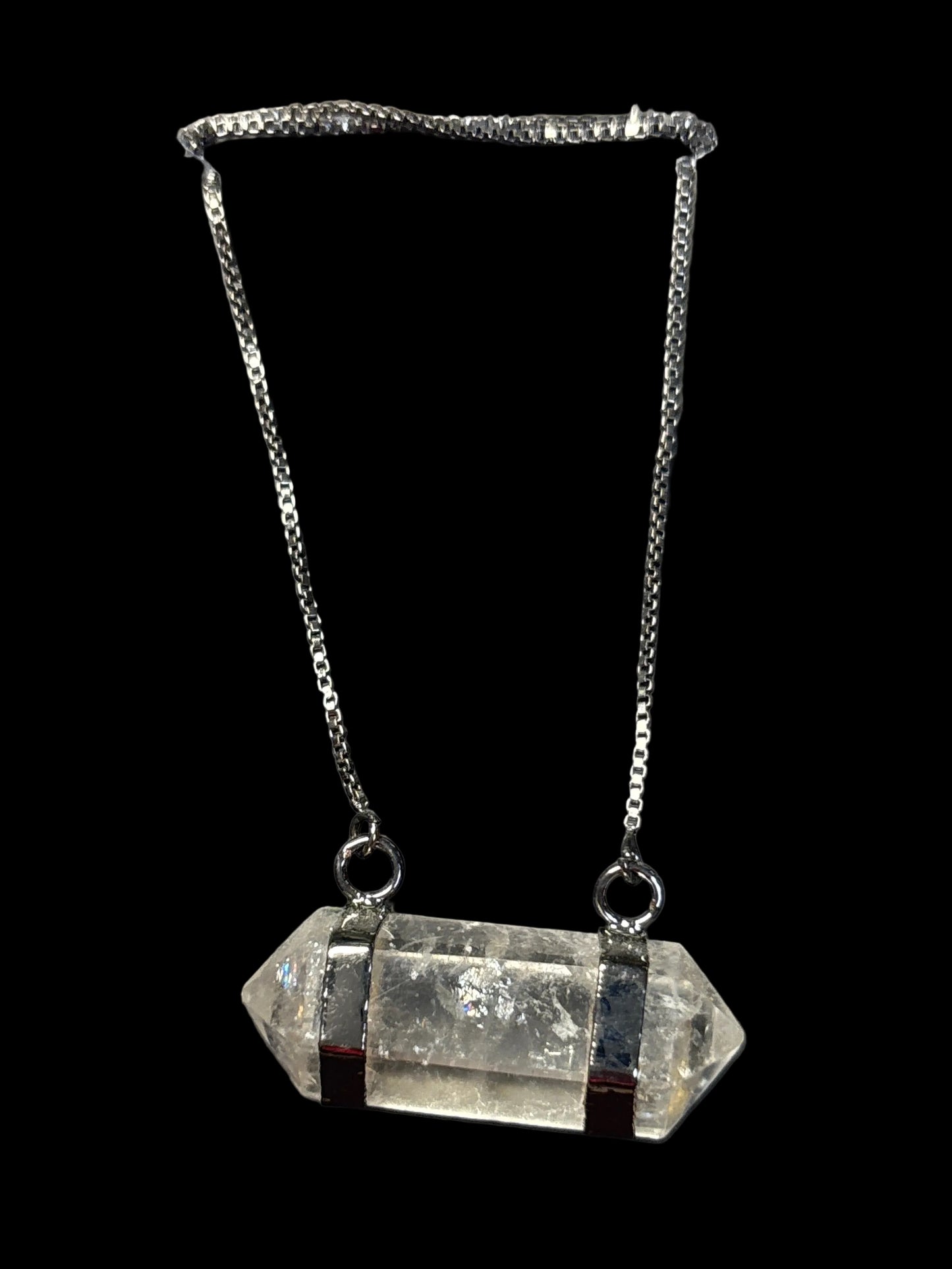 Horizontal Double Terminated Crystal Quartz Necklace - Michal and Company