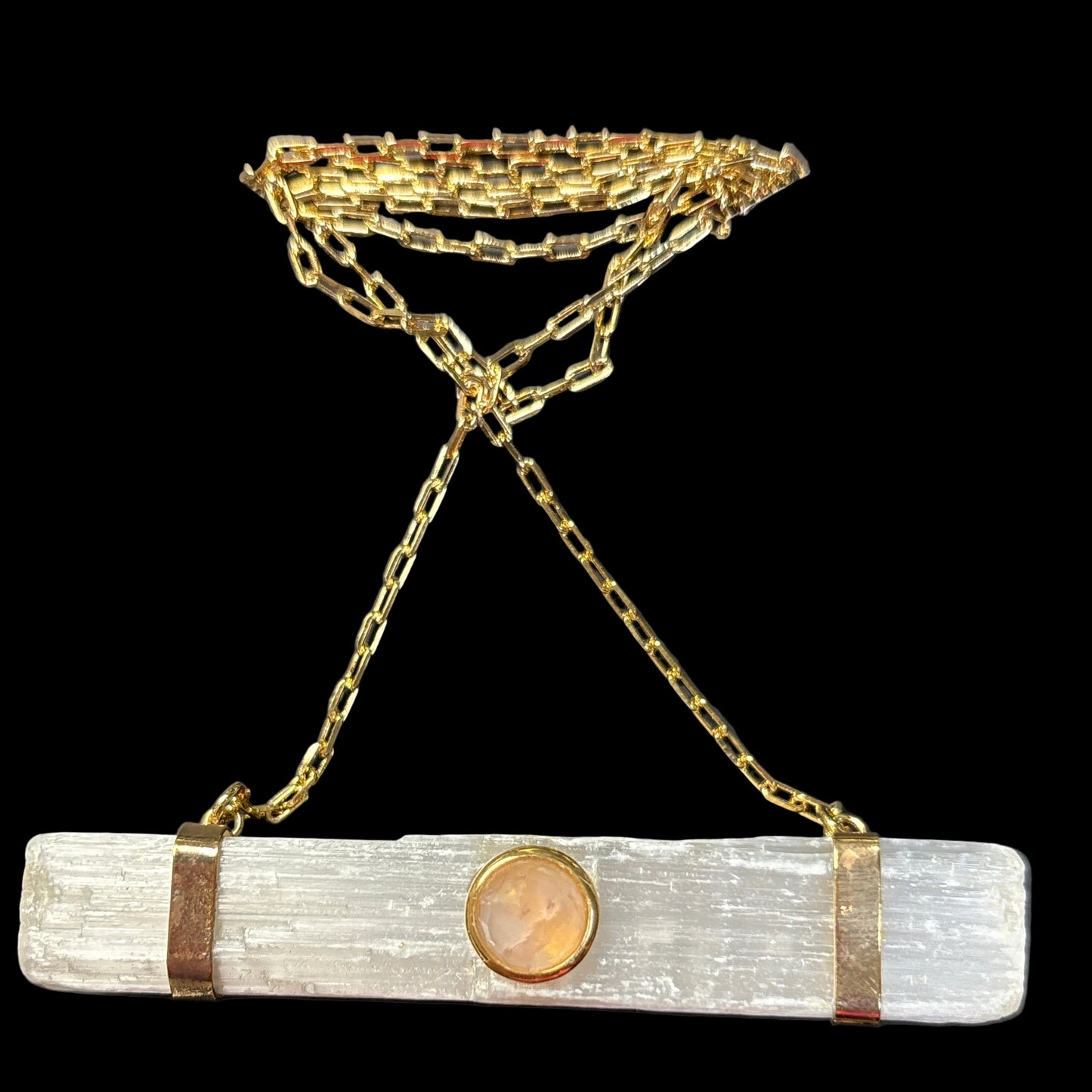 Selenite Stick with Gemstone Fashion Necklace - Michal and Company