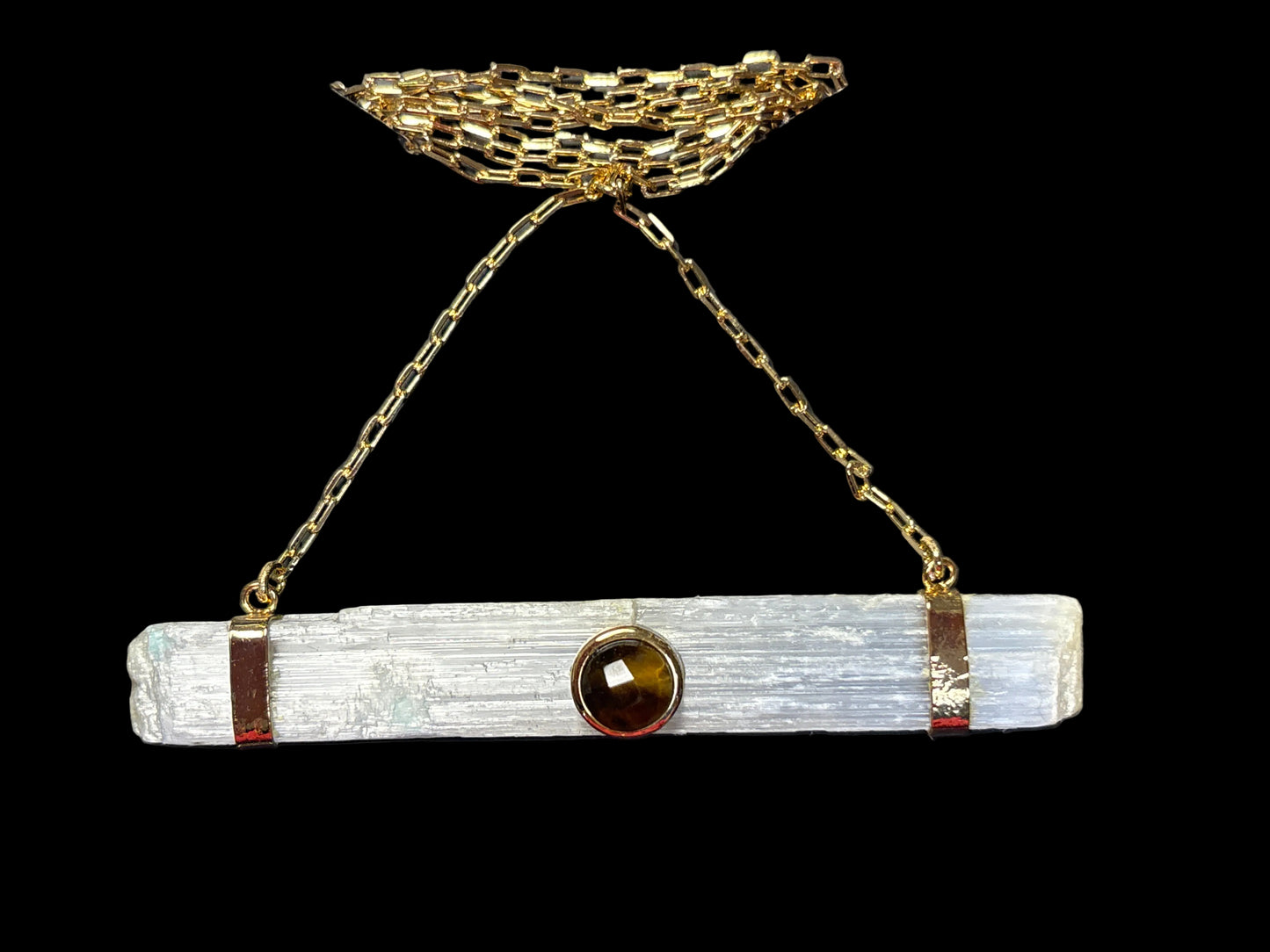 Selenite Stick with Gemstone Fashion Necklace - Michal and Company