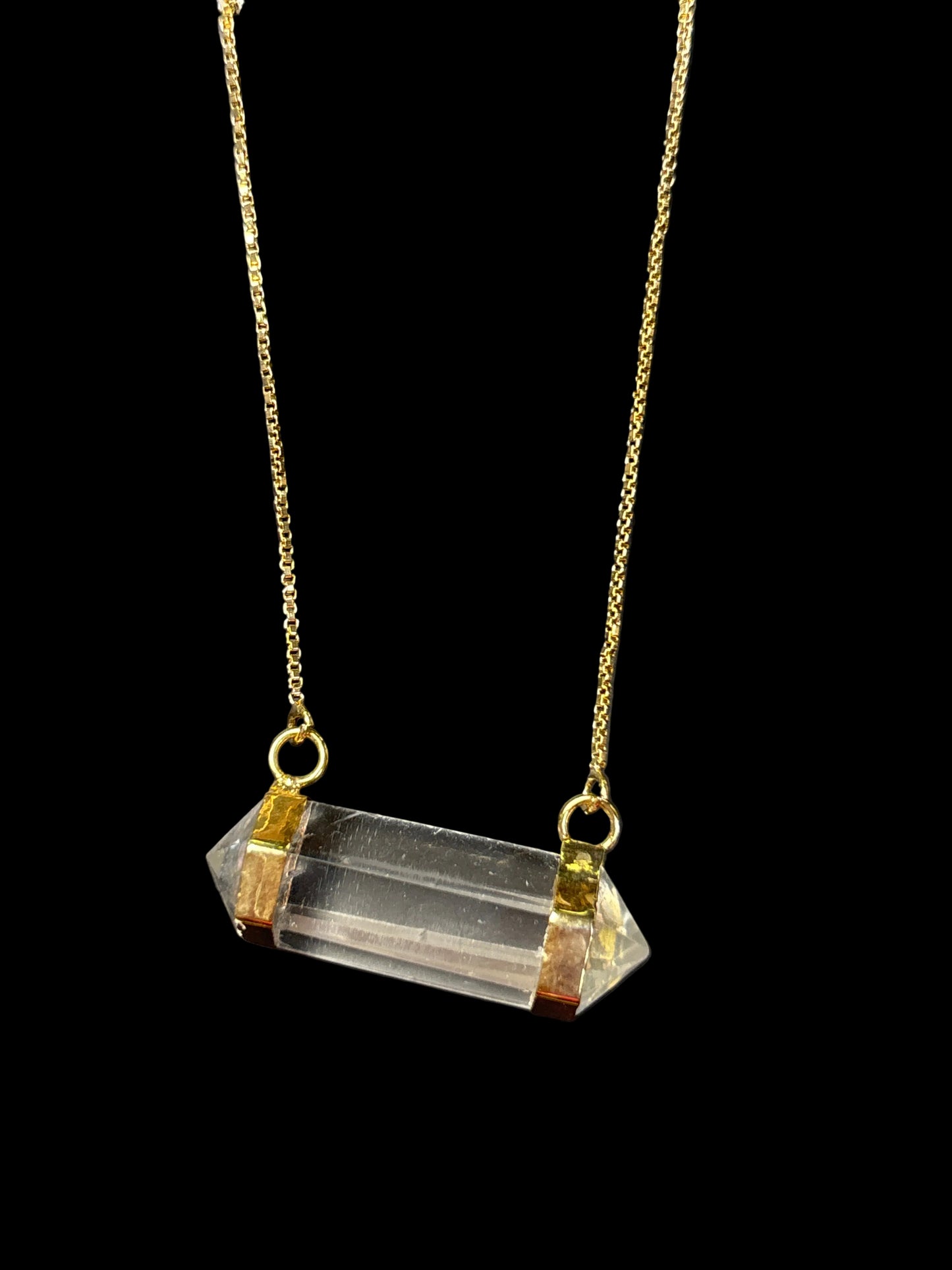 Horizontal Double Terminated Crystal Quartz Necklace - Michal and Company