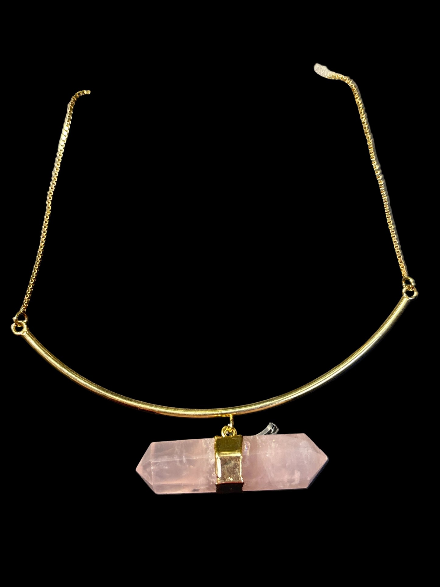 Front Bar Necklace with Double Terminated Crystal Point Pendant - Michal and Company