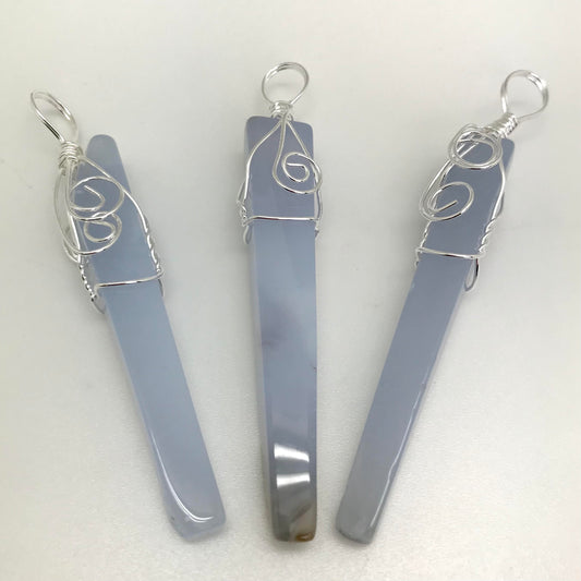 Silver Wire Wrapped Chalcedony Pendant
