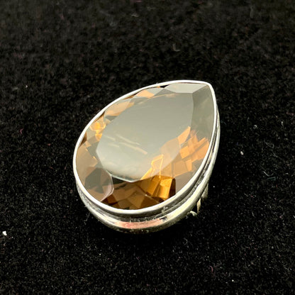Smoky Quartz Faceted Ring (Teardrop)