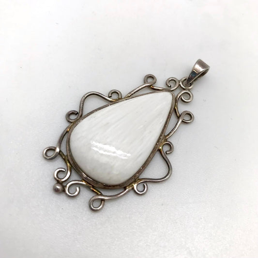 Scolecite Fancy Teardrop Pendant .925 Silver