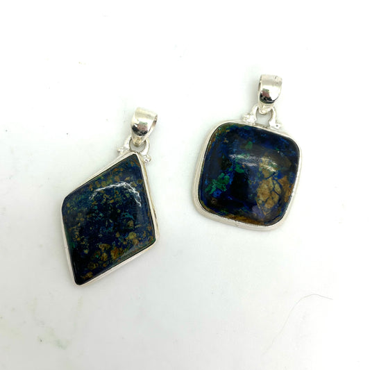 Silver Lined Azurite Malachite Pendant