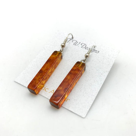 T.W. Baltic Amber Rectangular Dangle Earrings