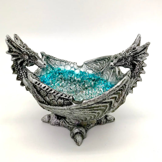 Silver and Blue Dragon Ashtray / Trinket Dish