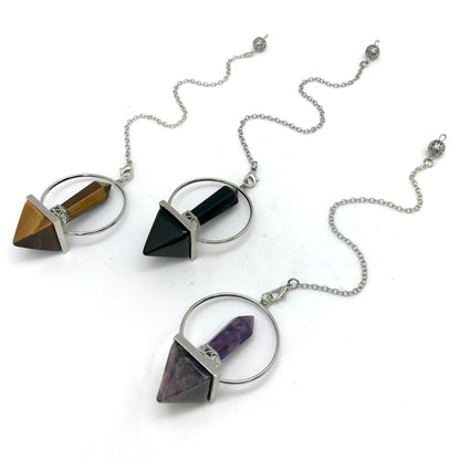 Point Crystal with Pyramid Crystal in Hoop Pendulum